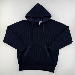 Vintage Izod Lacoste Wool Hoodie Mens M Navy Blue Sweater Made USA 1970s